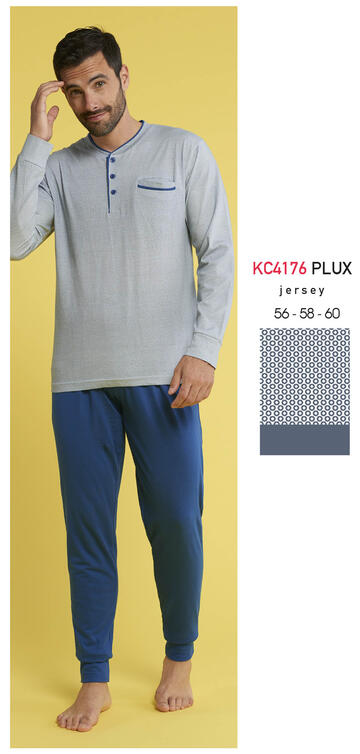 ART. KC4176 PLUX- pigiama uomo m/l 100% cotone kc4176 plux calibrato - Fratelli Parenti